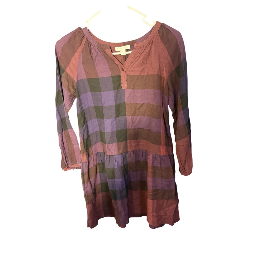 Burberry Children Girls Multicolor Check Herringbone Drop Waist Dress Size 12Y